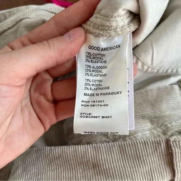NWT Good American Good Classic Boot Corduroy Pants Cream Tan Stretch Plus Size - Picture 10 of 14